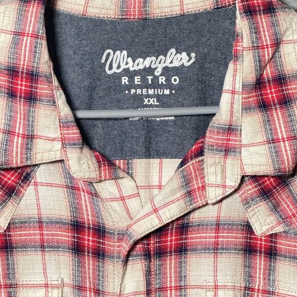 Wrangler Retro Premium Men Linen Western Snap Pearl Long Sleeve Linen Cowboy - Picture 2 of 4